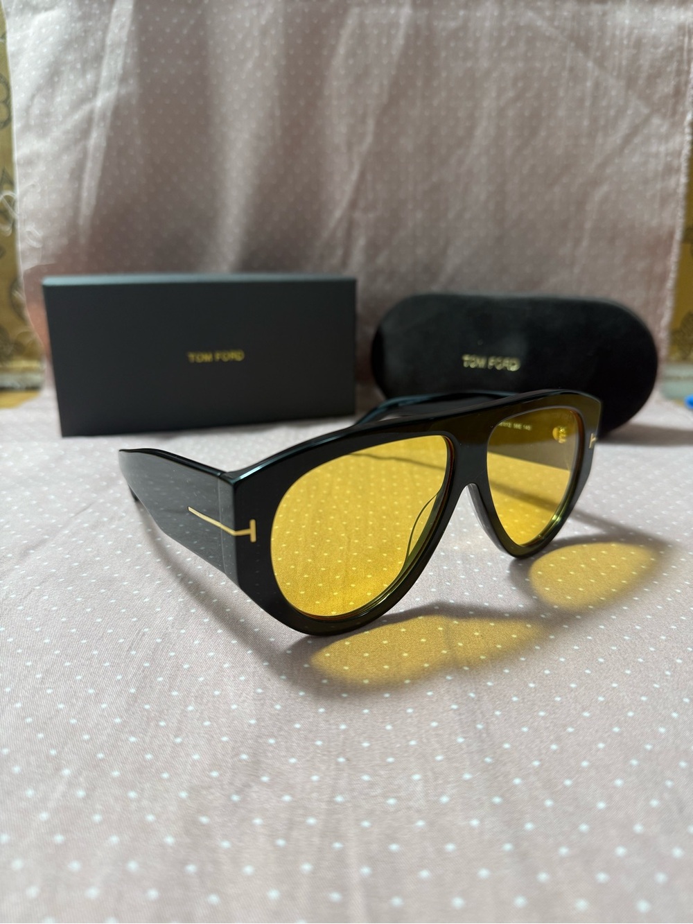 Tom Ford Men’s Black Frame Sunglasses with Yellow Lenses
